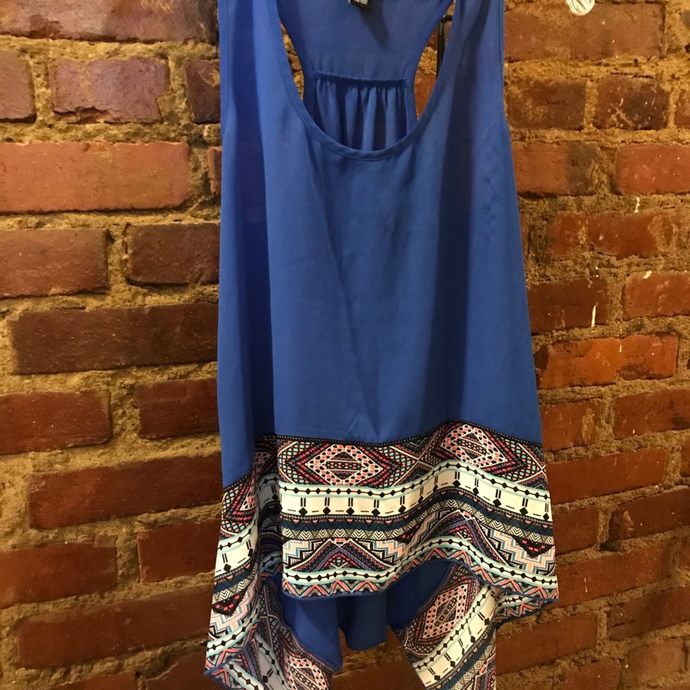 Blue sleeveless blouse